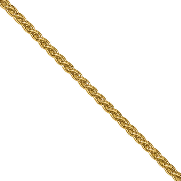 14K Solid Yellow Gold 0.85mm Spiga Wheat Link Chain Necklace