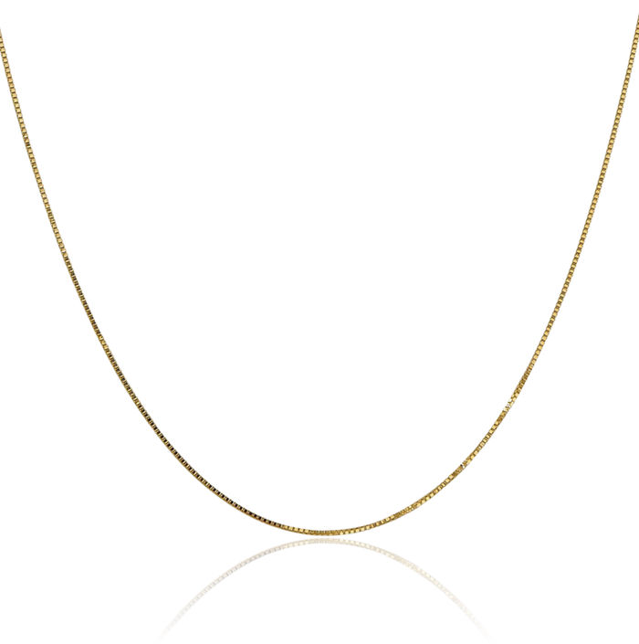 14K Solid Yellow Gold 0.8mm Box Link Chain Necklace