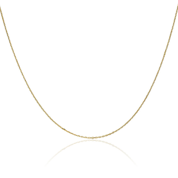 14K Solid Yellow Gold 0.8mm Cable Rolo Link Chain Belcher Necklace