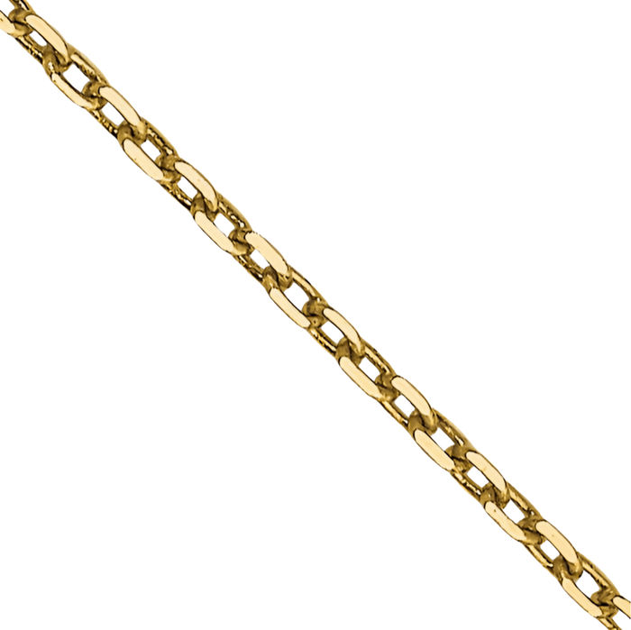 14K Solid Yellow Gold 0.8mm Cable Rolo Link Chain Belcher Necklace