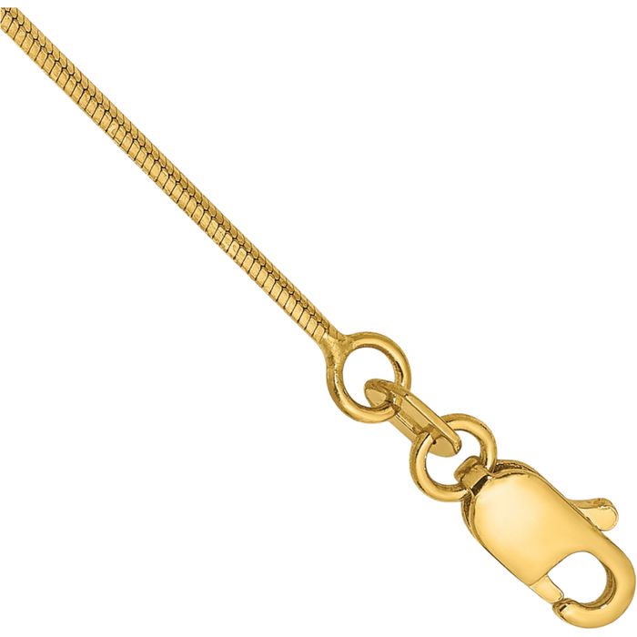 14K Solid Yellow Gold 0.8mm Octagonal Cubetto Omega Snake Chain Bracelet