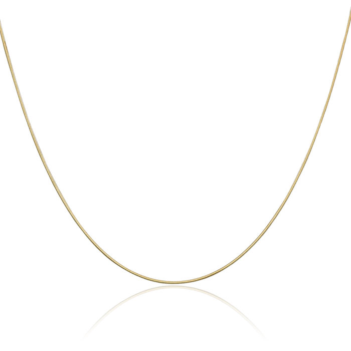 14K Solid Yellow Gold 0.8mm Octagonal Cubetto Omega Snake Chain Herringbone Necklace