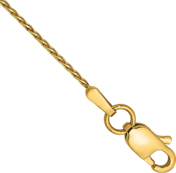 14K Solid Yellow Gold 0.8mm Parisian Spiga Wheat Link Chain Anklet Summer Beach Foot Ankle Bracelet