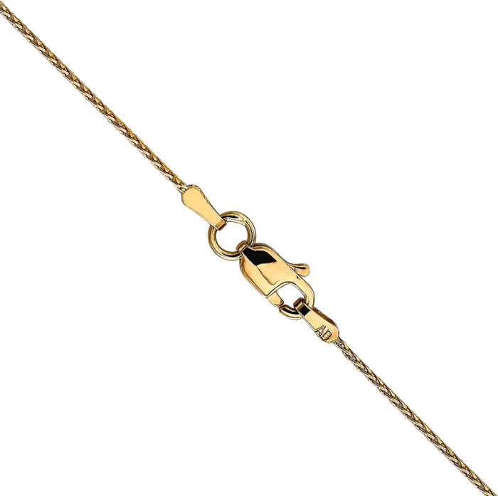 14K Solid Yellow Gold 0.8mm Parisian Spiga Wheat Link Chain Necklace