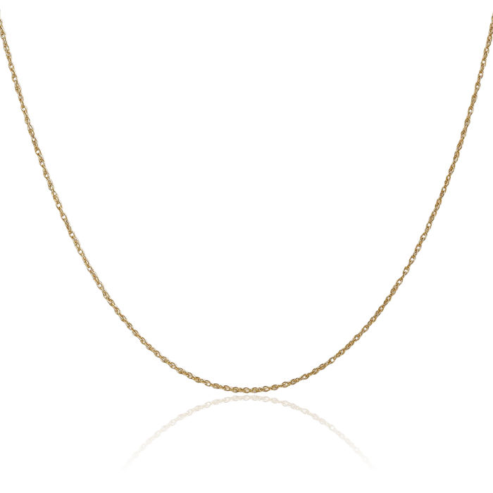 14K Solid Yellow Gold 0.8mm Rope Chain Twisted Link Necklace