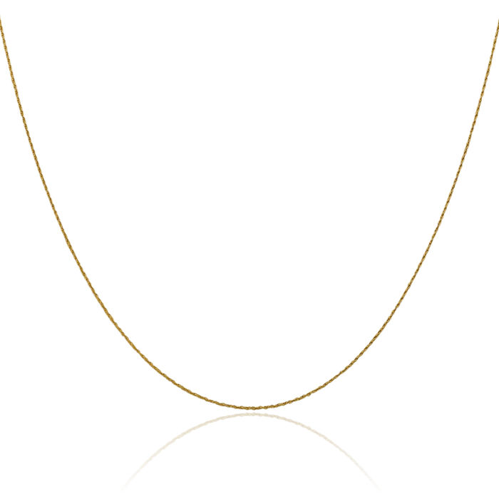 14K Solid Yellow Gold 0.8mm Rope Chain Twisted Link Necklace