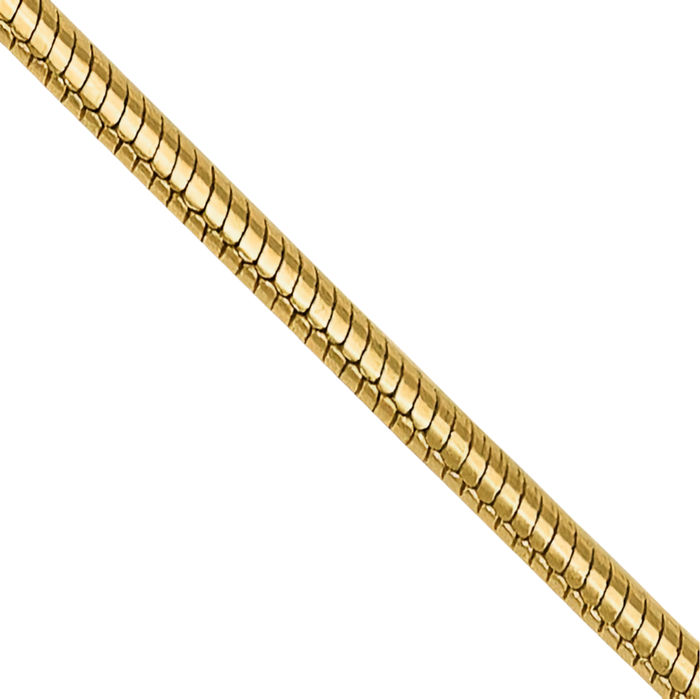 14K Solid Yellow Gold 0.8mm Round Cubetto Omega Snake Chain Herringbone Necklace