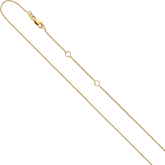 14K Solid Yellow Gold 0.8mm Spiga Wheat Link Adjustable Chain Necklace