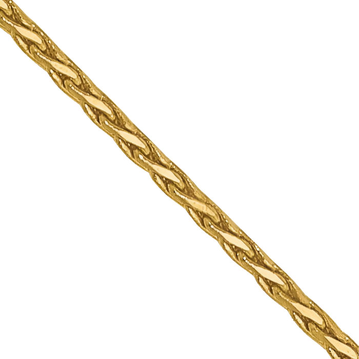 14K Solid Yellow Gold 0.8mm Spiga Wheat Link Chain Necklace