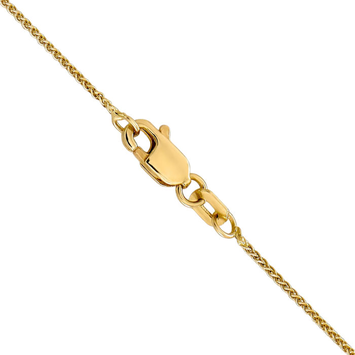 14K Solid Yellow Gold 0.8mm Spiga Wheat Link Chain Necklace