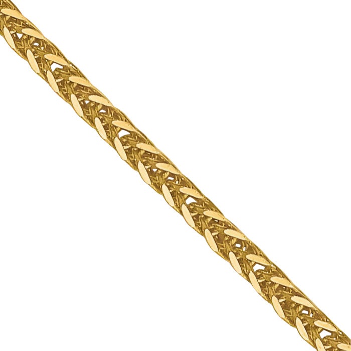 14K Solid Yellow Gold 0.8mm Spiga Wheat Link Chain Necklace