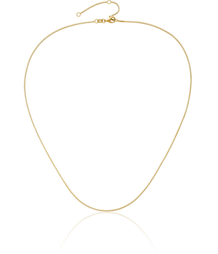 14K Solid Yellow Gold 0.95mm Box Adjustable Chain Necklace