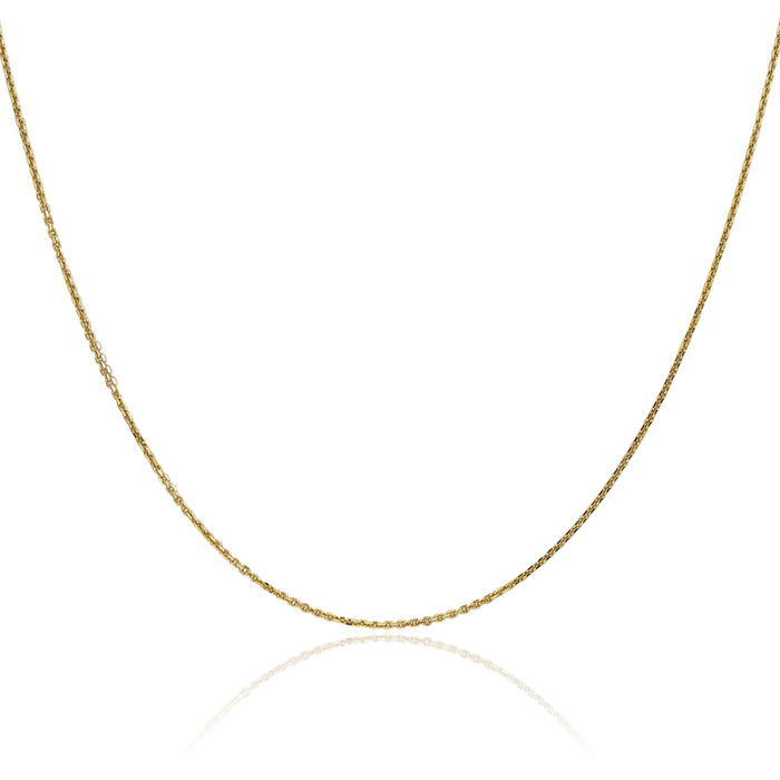 14K Solid Yellow Gold 0.95mm Cable Rolo Link Chain Belcher Necklace