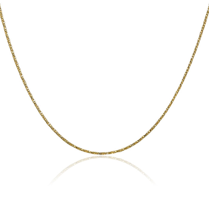 14K Solid Yellow Gold 0.95mm Twisted Box Link Chain Necklace