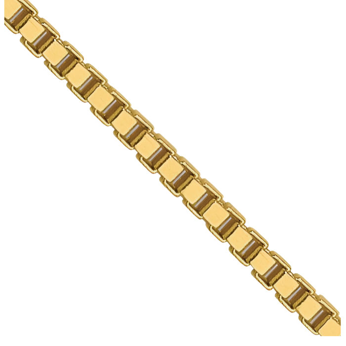 14K Solid Yellow Gold 0.9mm Box Link Chain Necklace