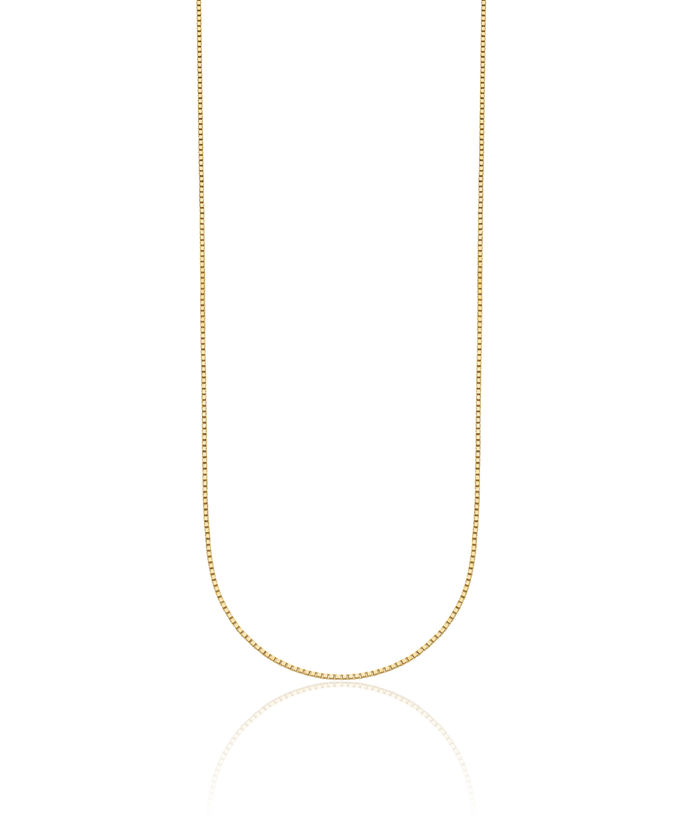 14K Solid Yellow Gold 0.9mm Box Link Chain Necklace