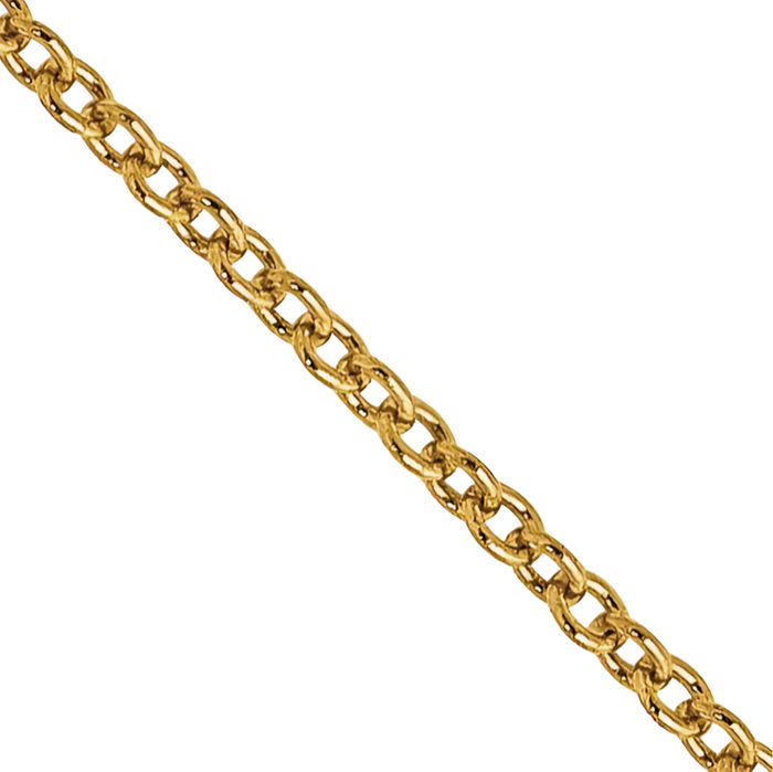 14K Solid Yellow Gold 0.9mm Cable Rolo Link Chain Belcher Necklace