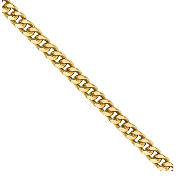 14K Solid Yellow Gold 0.9mm Curb Link Chain Necklace