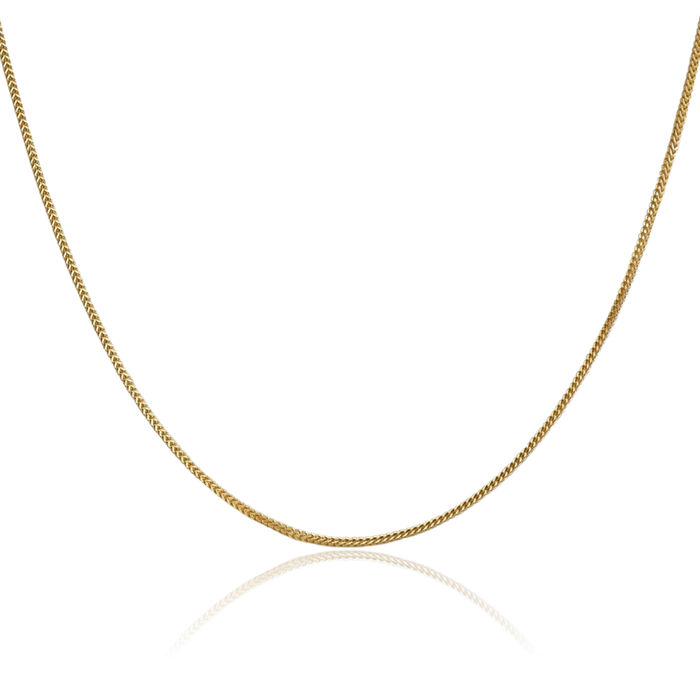 14K Solid Yellow Gold 0.9mm Franco Link Chain Necklace