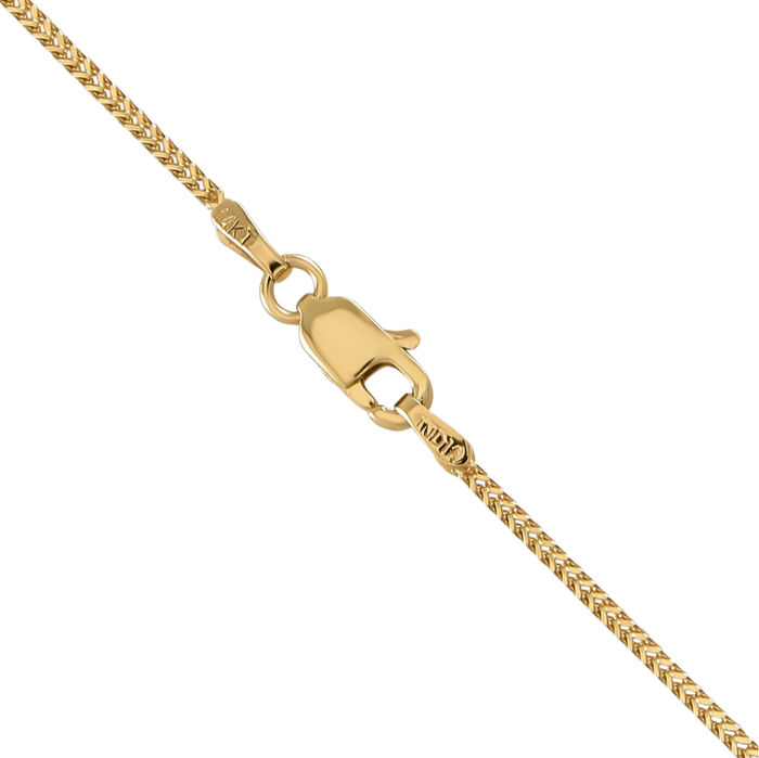 14K Solid Yellow Gold 0.9mm Franco Link Chain Necklace