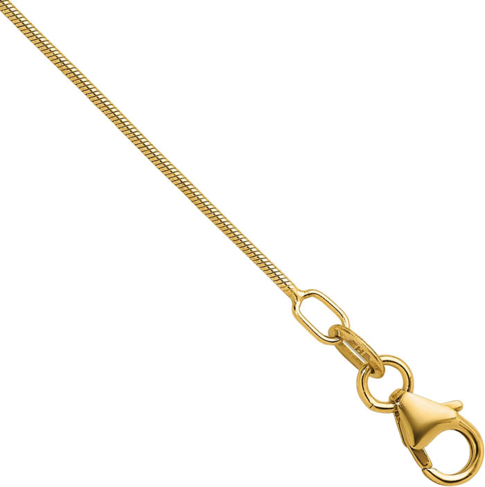 14K Solid Yellow Gold 0.9mm Cubetto Omega Snake Chain Herringbone Necklace