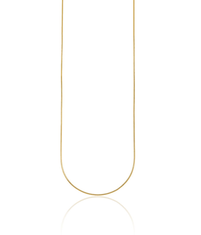 14K Solid Yellow Gold 0.9mm Cubetto Omega Snake Chain Herringbone Necklace