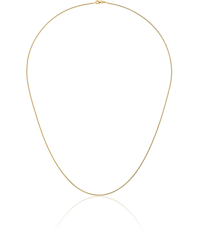 14K Solid Yellow Gold 0.9mm Cubetto Omega Snake Chain Herringbone Necklace