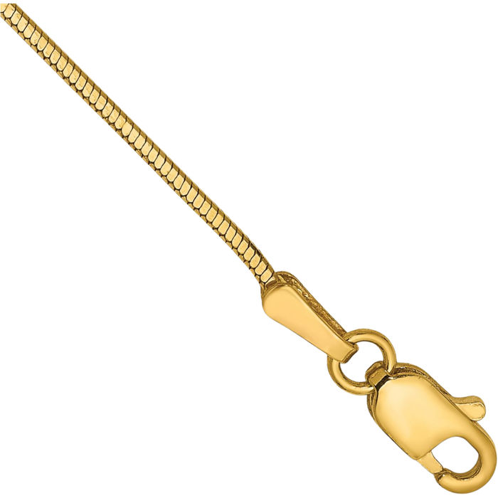 14K Solid Yellow Gold 0.9mm Octagonal Cubetto Omega Snake Chain Bracelet