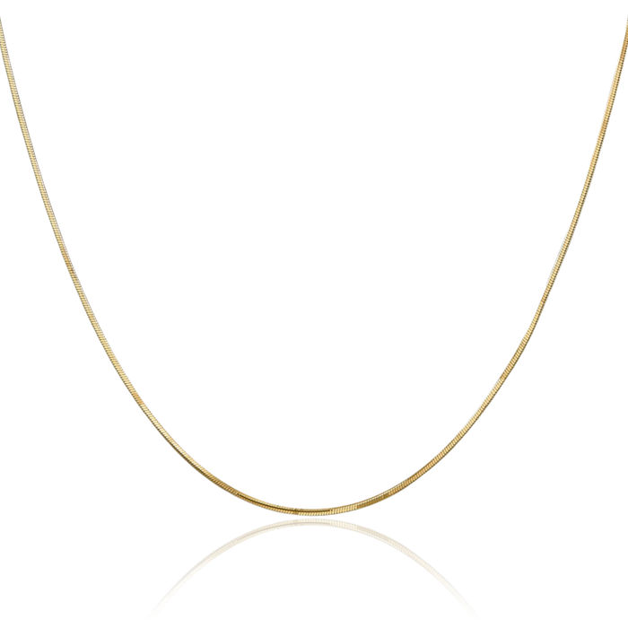 14K Solid Yellow Gold 0.9mm Octagonal Cubetto Omega Snake Chain Herringbone Necklace