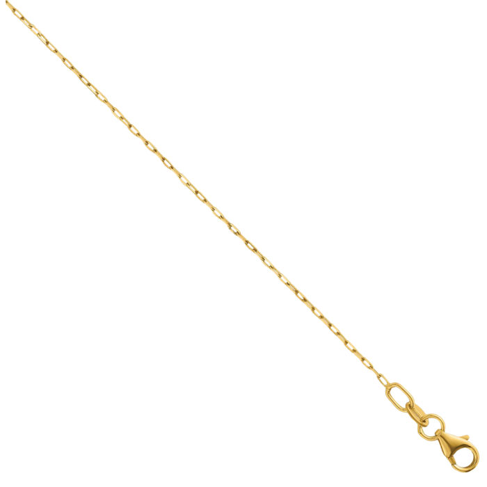 14K Solid Yellow Gold 0.9mm Oval Cable Rolo Link Chain Belcher Necklace