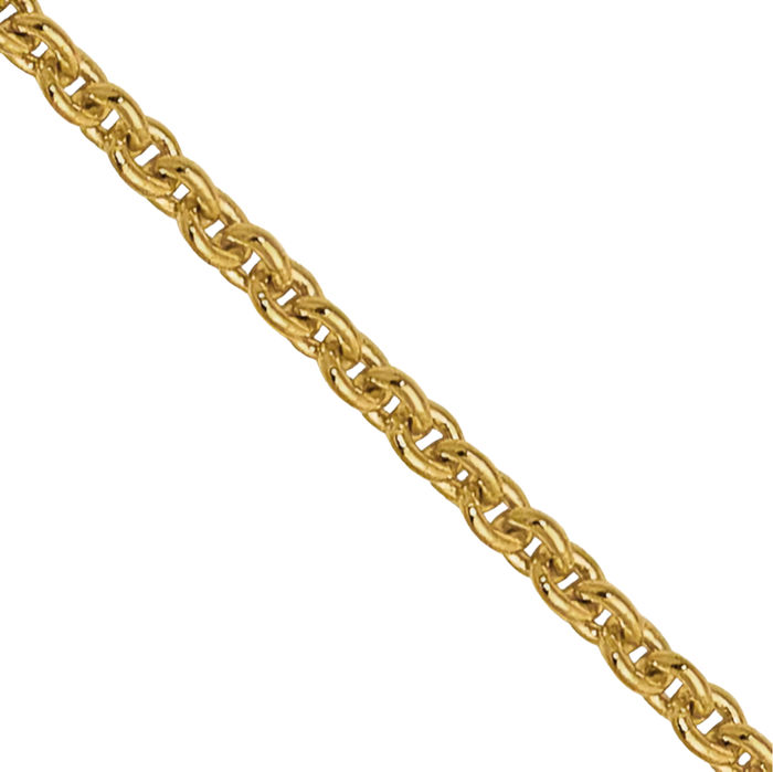 14K Solid Yellow Gold 0.9mm Round Cable Rolo Link Chain Belcher Necklace