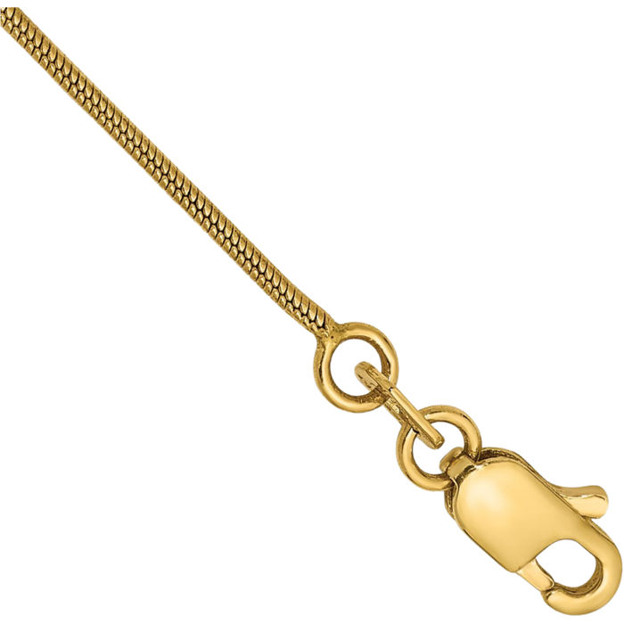 14K Solid Yellow Gold 0.9mm Round Cubetto Omega Snake Chain Bracelet