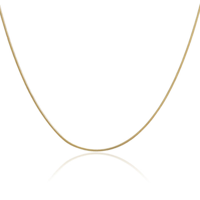 14K Solid Yellow Gold 0.9mm Round Cubetto Omega Snake Chain Herringbone Necklace