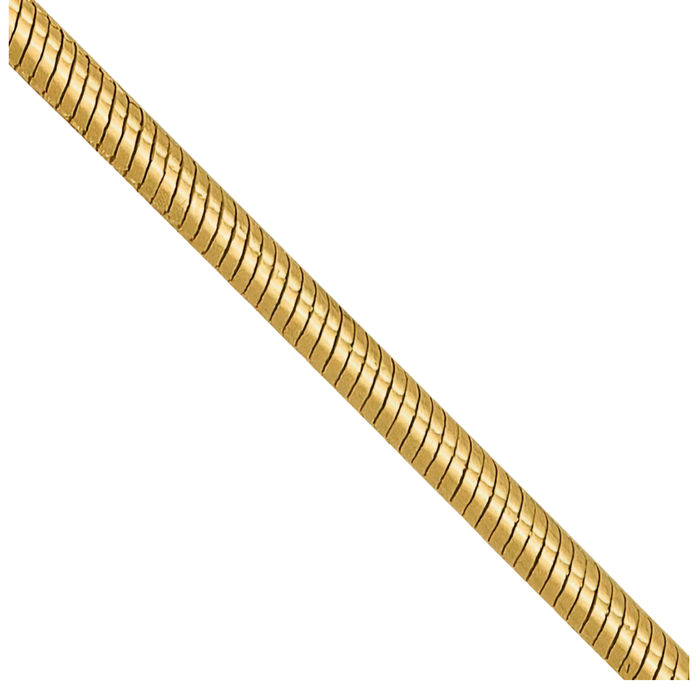 14K Solid Yellow Gold 0.9mm Round Cubetto Omega Snake Chain Herringbone Necklace