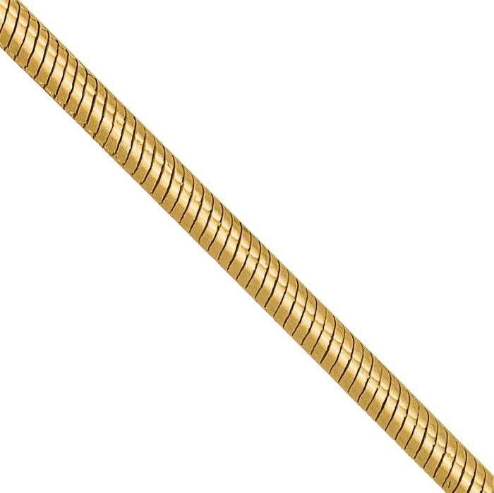 14K Solid Yellow Gold 0.9mm Round Cubetto Omega Snake Chain Herringbone Necklace