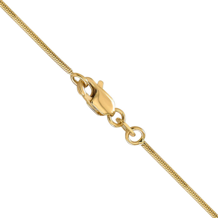 14K Solid Yellow Gold 0.9mm Round Cubetto Omega Snake Chain Herringbone Necklace