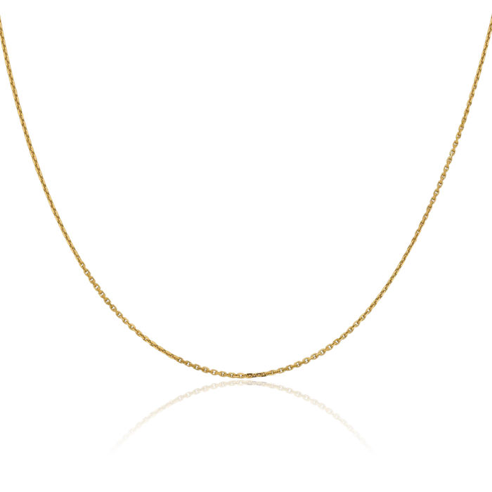 14K Solid Yellow Gold 1.05mm Cable Rolo Link Chain Belcher Necklace