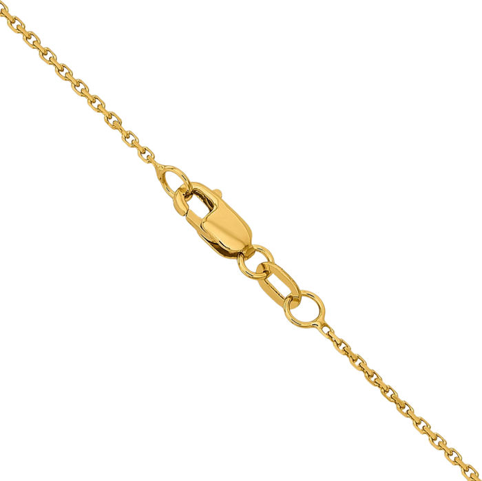 14K Solid Yellow Gold 1.05mm Cable Rolo Link Chain Belcher Necklace