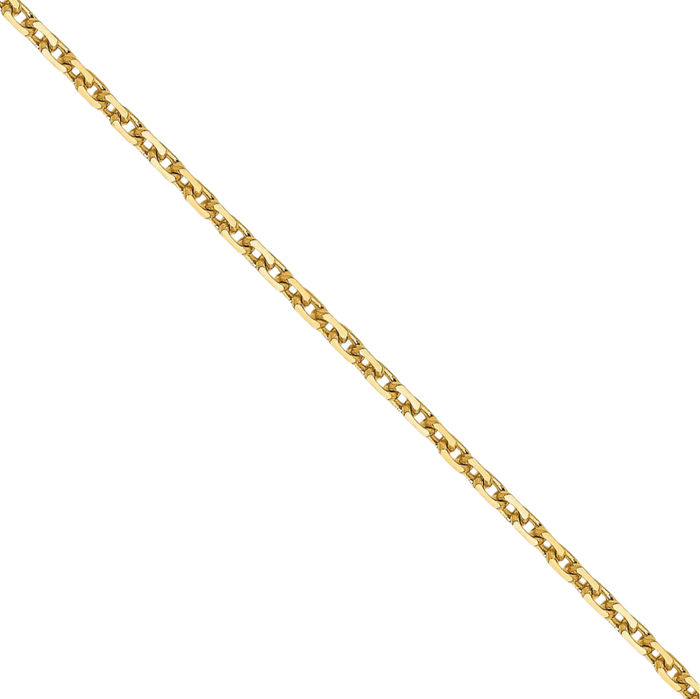 14K Solid Yellow Gold 1.05mm Cable Rolo Link Chain Belcher Necklace