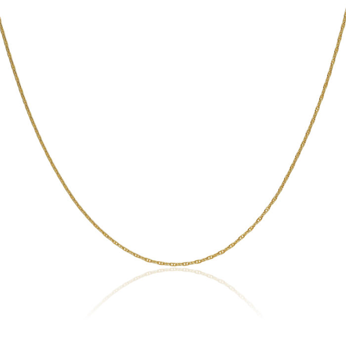 14K Solid Yellow Gold 1.05mm Anchor Mariner Link Chain Necklace