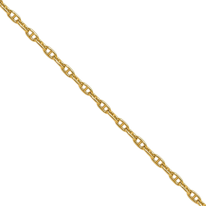 14K Solid Yellow Gold 1.05mm Anchor Mariner Link Chain Necklace