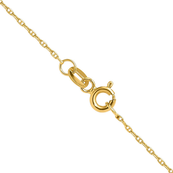 14K Solid Yellow Gold 1.05mm Anchor Mariner Link Chain Necklace