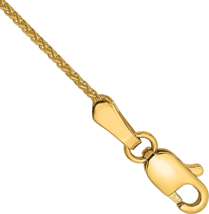 14K Solid Yellow Gold 1.05mm Spiga Wheat Link Chain Bracelet