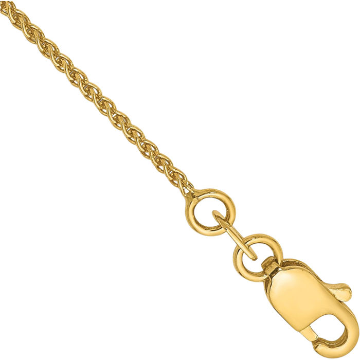 14K Solid Yellow Gold 1.05mm Spiga Wheat Link Chain Bracelet