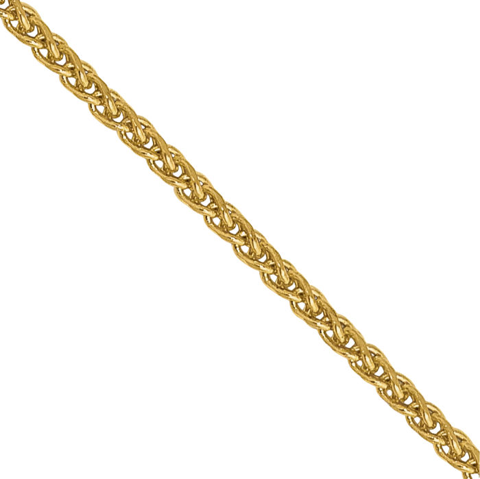 14K Solid Yellow Gold 1.05mm Spiga Wheat Link Chain Necklace