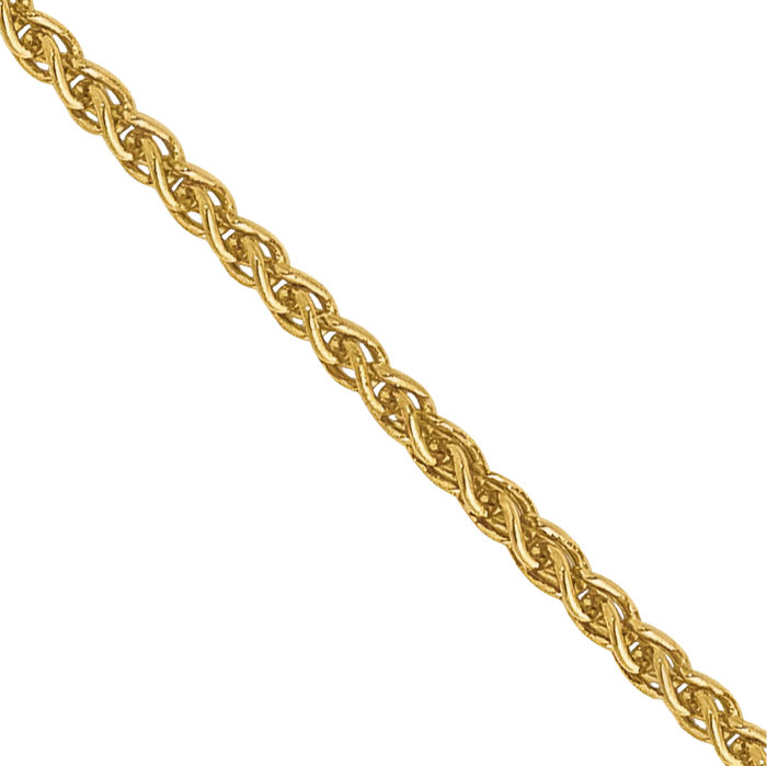 14K Solid Yellow Gold 1.05mm Spiga Wheat Link Chain Necklace