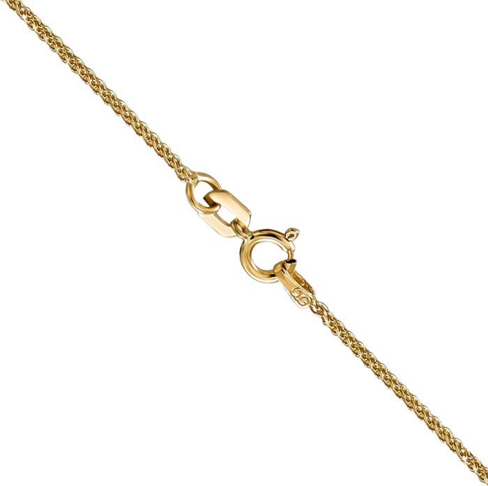 14K Solid Yellow Gold 1.05mm Spiga Wheat Link Chain Necklace