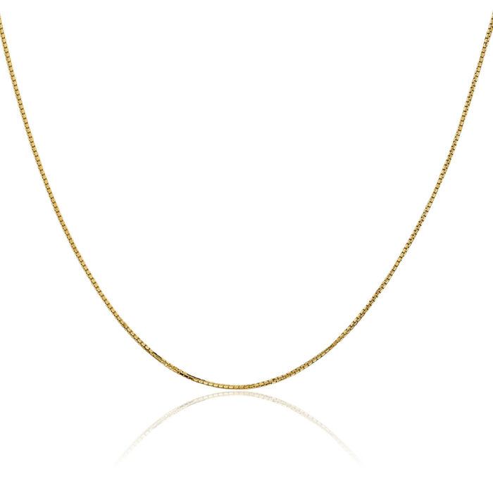 14K Solid Yellow Gold 1.10mm Concave Box Link Chain Necklace