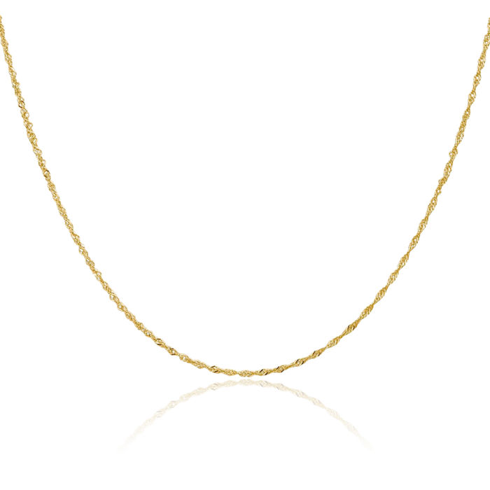 14K Solid Yellow Gold 1.10mm Singapore Chain Necklace