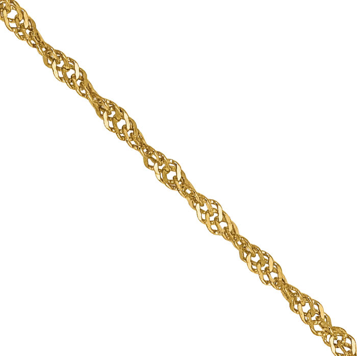 14K Solid Yellow Gold 1.10mm Singapore Chain Necklace